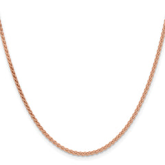 14K Rose Gold 24 inch 2.1mm Solid Polished Spiga with Lobster Clasp Chain