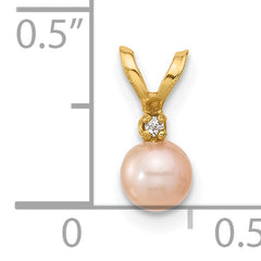 14k Madi K 4-5mm Pink Near-Round Freshwater Cultured Pearl and CZ Pendant