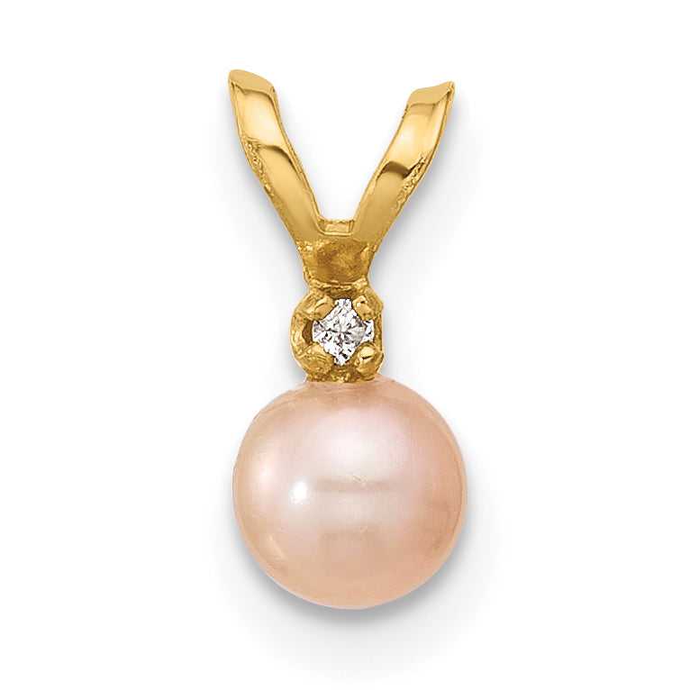 14k Madi K 4-5mm Pink Near-Round Freshwater Cultured Pearl and CZ Pendant