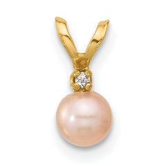 14k Madi K 4-5mm Pink Near-Round Freshwater Cultured Pearl and CZ Pendant