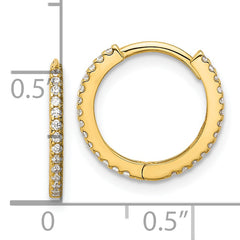 14k Madi K Polished CZ 1.25mm Hinged Huggie Hoop Earrings