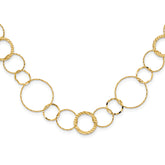 14K Polished Diamond-cut and Textured Circles 24 inch Necklace
