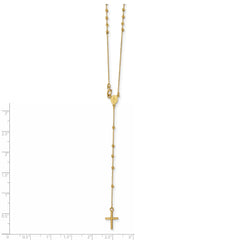 14k Polished Beaded Rosary 16.5 inch Necklace  A Timeless Piece of Faith and Elegance