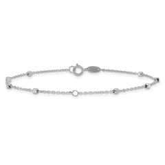 14K White Gold Polished Cube Stations 7.75 inch Bracelet