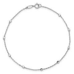14K White Gold Polished Cube Stations 7.75 inch Bracelet