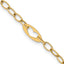 14k Polished Cut-out Hearts and Cable Links 7.25 inch Bracelet