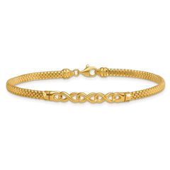 14k Polished 3-Infinity 7.5 inch Fancy Mesh Link Bracelet