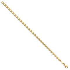 14k Polished Fancy Beaded Link 7 inch Bracelet