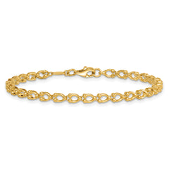 14k Polished Fancy Beaded Link 7 inch Bracelet