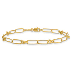 14k Polished Paperclip and Round Fancy Link 7.5 inch Bracelet