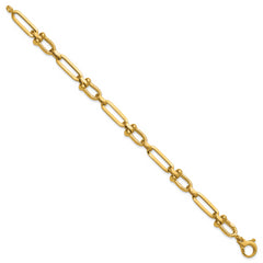 14k Polished 7.3mm Fancy Cable Link 7.75 inch Bracelet