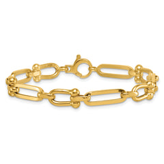 14k Polished 7.3mm Fancy Cable Link 7.75 inch Bracelet