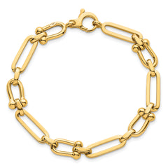 14k Polished 7.3mm Fancy Cable Link 7.75 inch Bracelet