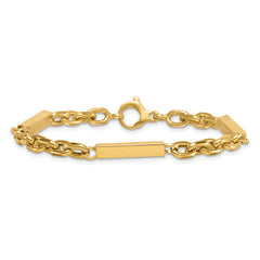 14k Polished 4mm Fancy Cable Chain with Three Bars 8 inch Bracelet