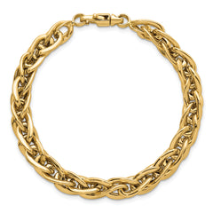 14k Polished Fancy Textured Oval Open Link 7.5 inch Bracelet