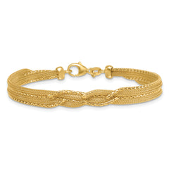 14K Textured Woven Mesh Fancy 7.5 inch Bracelet
