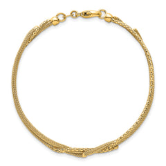 14K Textured Woven Mesh Fancy 7.5 inch Bracelet
