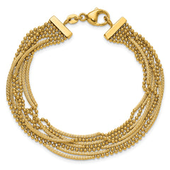 14k Polished and Textured Multi Strand Beaded 7.25 inch Bracelet