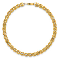 14k Polished Textured 6.25mm Open Spiral Link 7.5 inch Bracelet