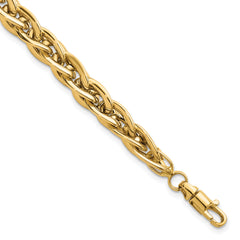 14k Polished 5.2mm Fancy Rope Link 7.5 inch Bracelet