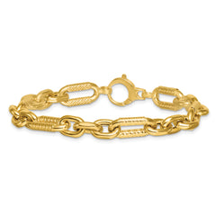 14k Polished 8.8mm Diamond-cut Fancy Figaro Link 7.5 inch Bracelet