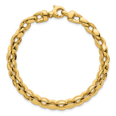14k Polished 6.75mm Round Fancy Link 7.5 inch Bracelet