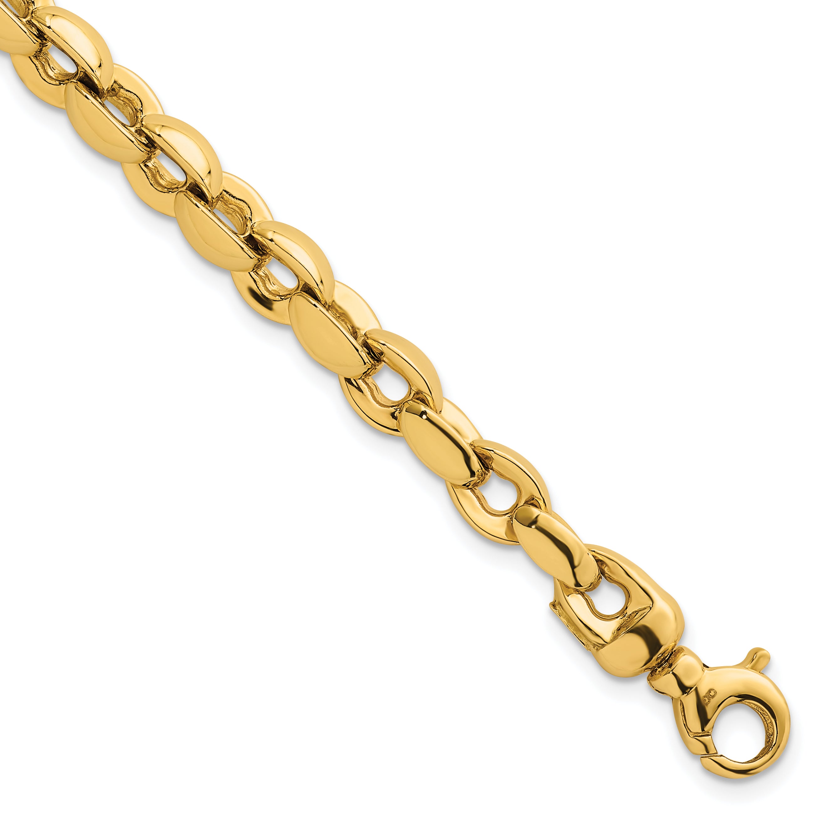 14k Polished 6.75mm Round Fancy Link 7.5 inch Bracelet