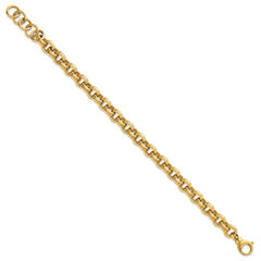 14k Polished 8.5mm Lightweight Double Link Cable 7.5 inch Bracelet Plus 0.75 inch Extender