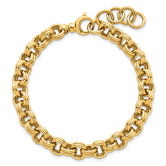 14k Polished 8.5mm Lightweight Double Link Cable 7.5 inch Bracelet Plus 0.75 inch Extender