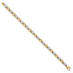 14k Two-tone Polished 7mm Oval Link 7.25 inch Bracelet