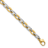 14k Two-tone Polished 7mm Oval Link 7.25 inch Bracelet