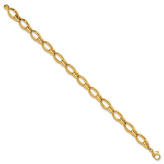 14k Polished 8.75mm Round and Oval Fancy Link 7.5 inch Bracelet