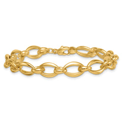 14k Polished 8.75mm Round and Oval Fancy Link 7.5 inch Bracelet