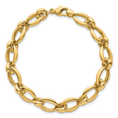 14k Polished 8.75mm Round and Oval Fancy Link 7.5 inch Bracelet
