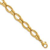 14k Polished 8.75mm Round and Oval Fancy Link 7.5 inch Bracelet