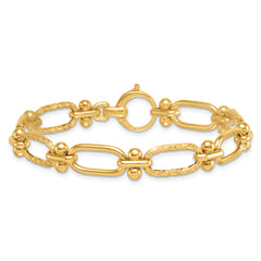 14k Polished 9mm Lightweight Oval Textured Fancy Link 8 inch Bracelet