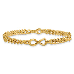 14k Polished 8mm Lightweight Fancy Infinity Link and Chain 8 inch Bracelet