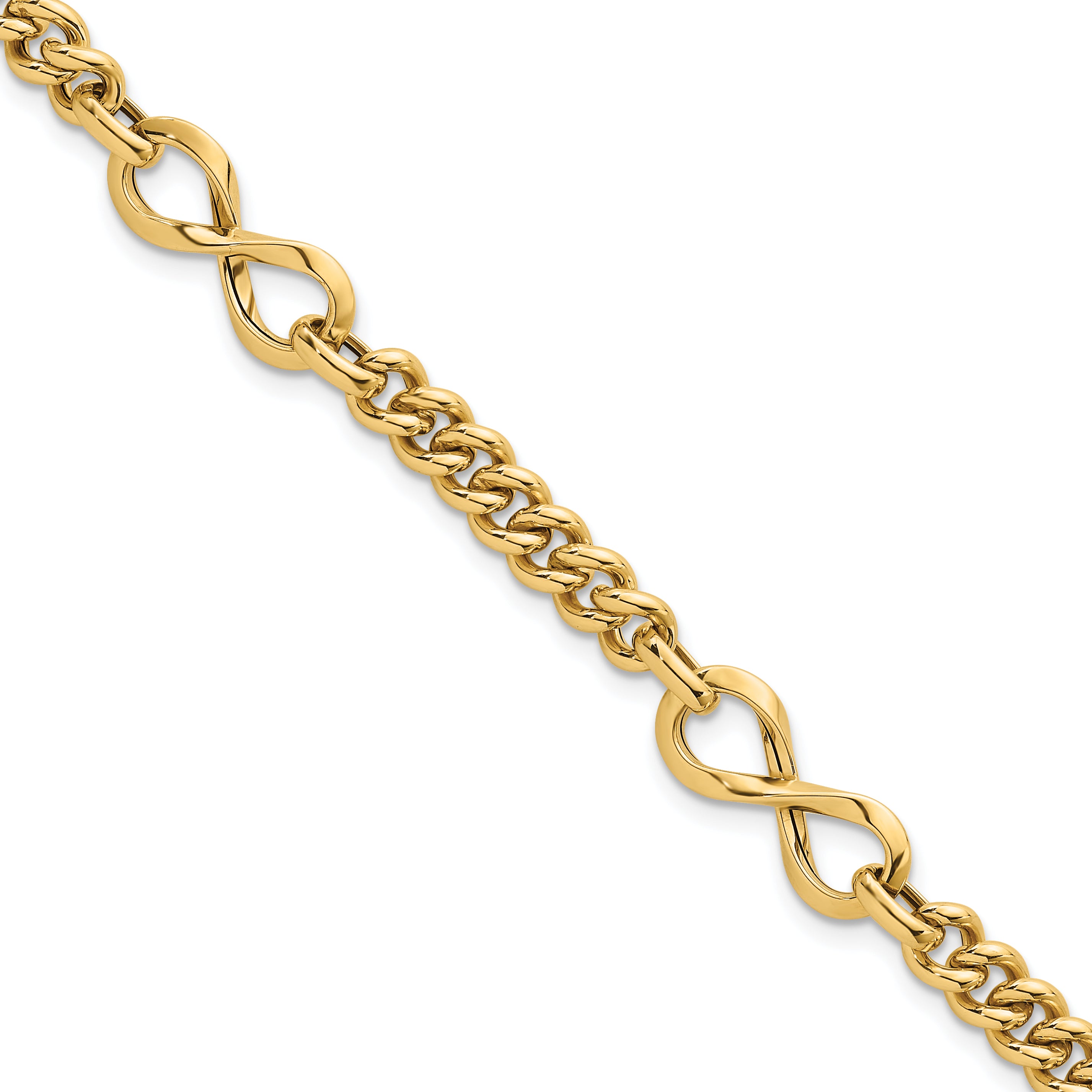14k Polished 8mm Lightweight Fancy Infinity Link and Chain 8 inch Bracelet
