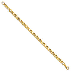 14k Polished 6.5mm Flat Curb Chain 7.5 inch Bracelet Plus 1 inch Extender