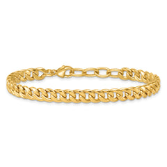 14k Polished 6.5mm Flat Curb Chain 7.5 inch Bracelet Plus 1 inch Extender