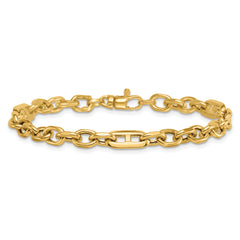14k Polished 5.7mm Oval and Anchor Link 7.5 inch Bracelet