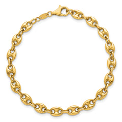 14K Polished 5.6mm Puffed Anchor/Mariner Link 7.5 inch Bracelet