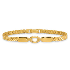 14k Polished Fancy Oval Center 7.5 inch Brick Link Bracelet