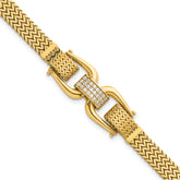 14k Polished CZ Center 7.5 inch Fancy Zig-Zag Link Bracelet