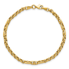 14k Polished and Diamond-cut 3.9mm Fancy Link 7.5 inch Bracelet