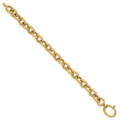 14k Polished 9mm Fancy Cable Link 7.25 inch Bracelet