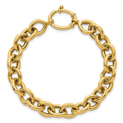 14k Polished 9mm Fancy Cable Link 7.25 inch Bracelet