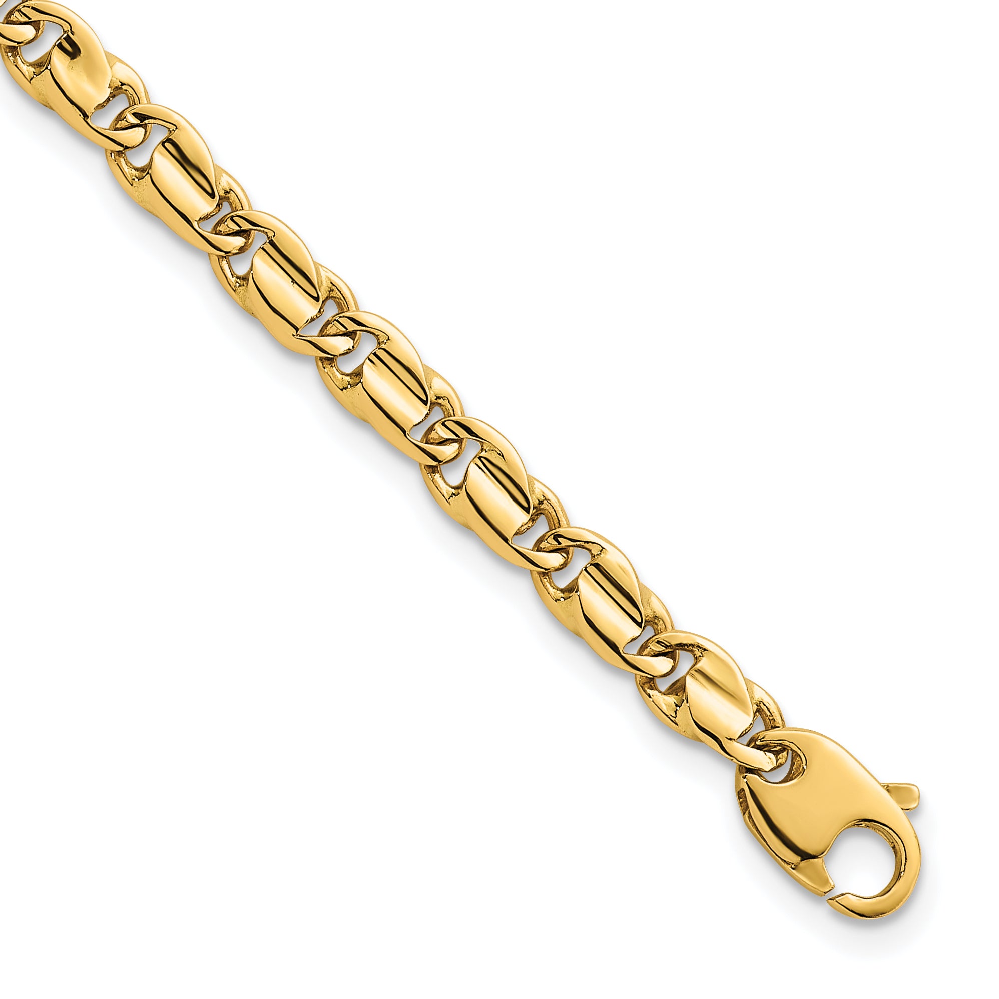 14k Polished 4.5mm Fancy Flat Link 7.25 inch Bracelet