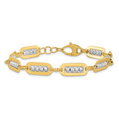 14K Two-Tone Polished Diamond-cut Bead 7.25 inch Bracelet Plus 0.5 inch Extender