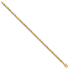 14k Two Tone Polished 4mm Fancy Bar Link 7.5 inch Bracelet